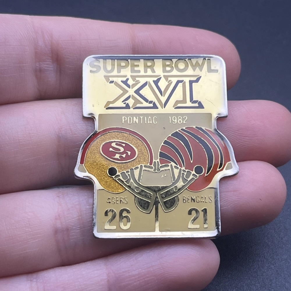 Starline Super Bowl XVI Cincinnati Bengals San Francisco 49ers NFL Lapel Hat Pin